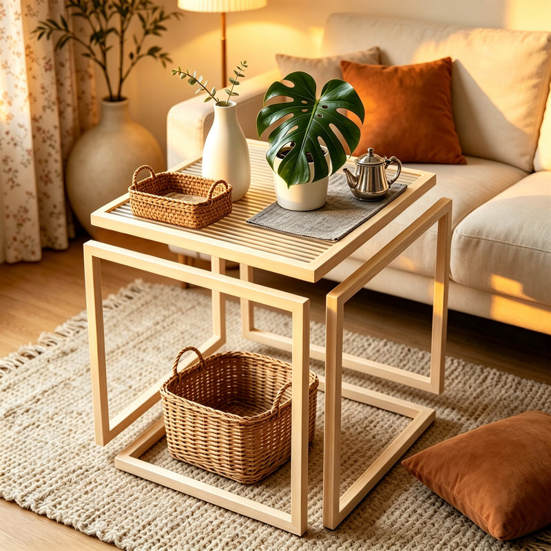 Ensemble de 2 tables de bout Modern Nids Square