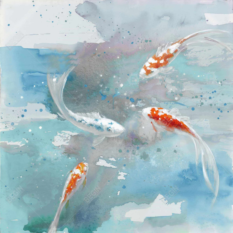 «Koi Fish In Blue Water» sur toile