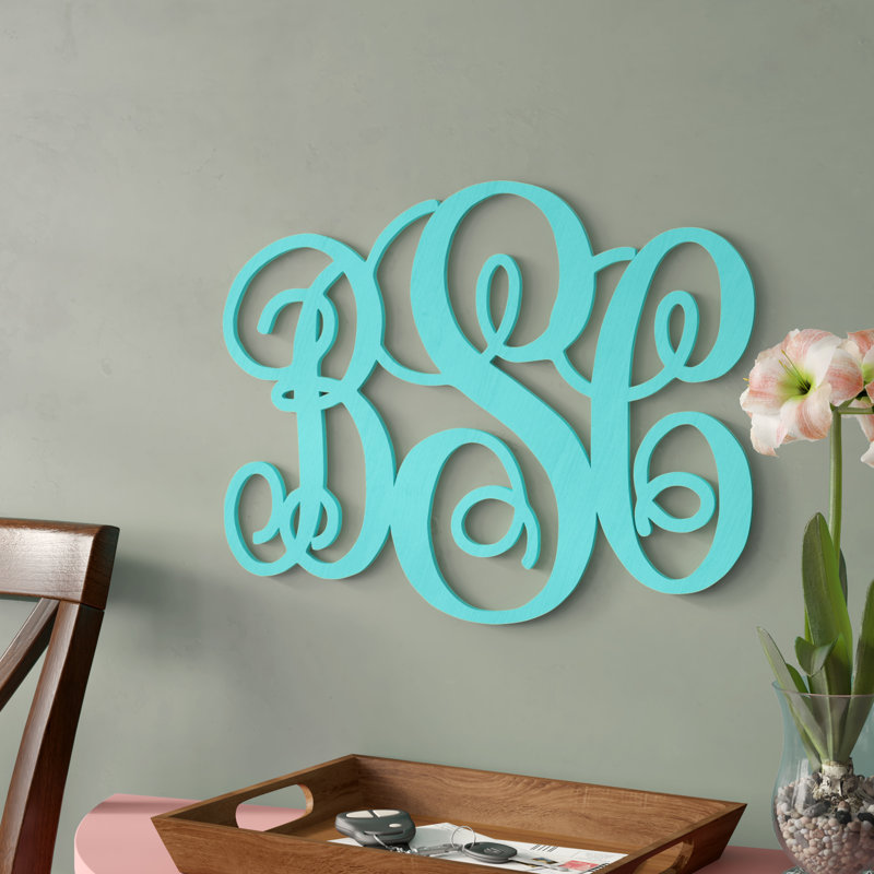 Décoration murale monogramme à 3 lettres, Oui, Géranium, H 15 po x l 18 po