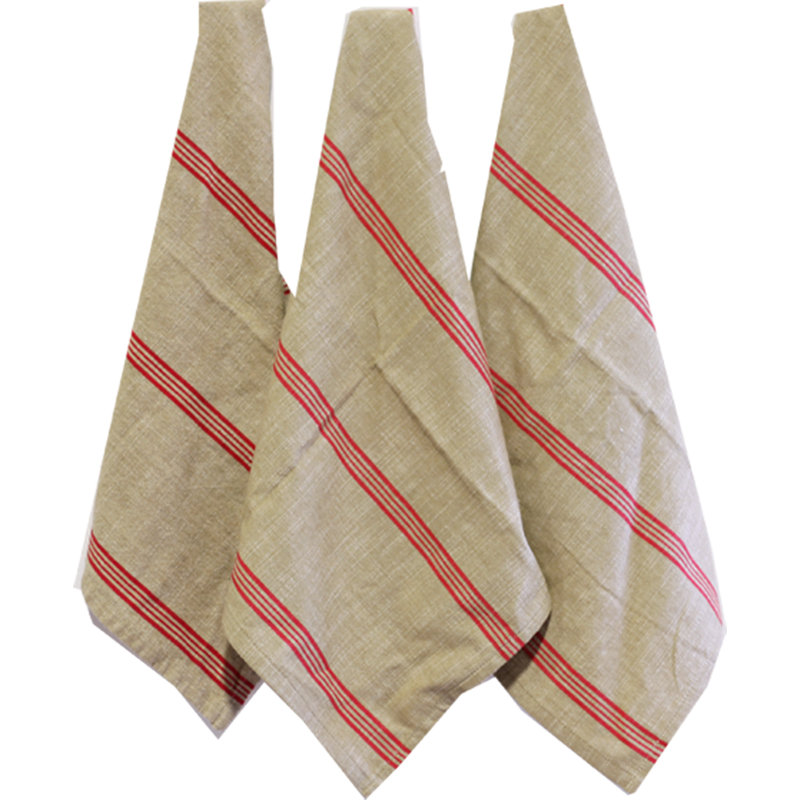 Samatha Cotton Striped Square Napkin, Beige/Red