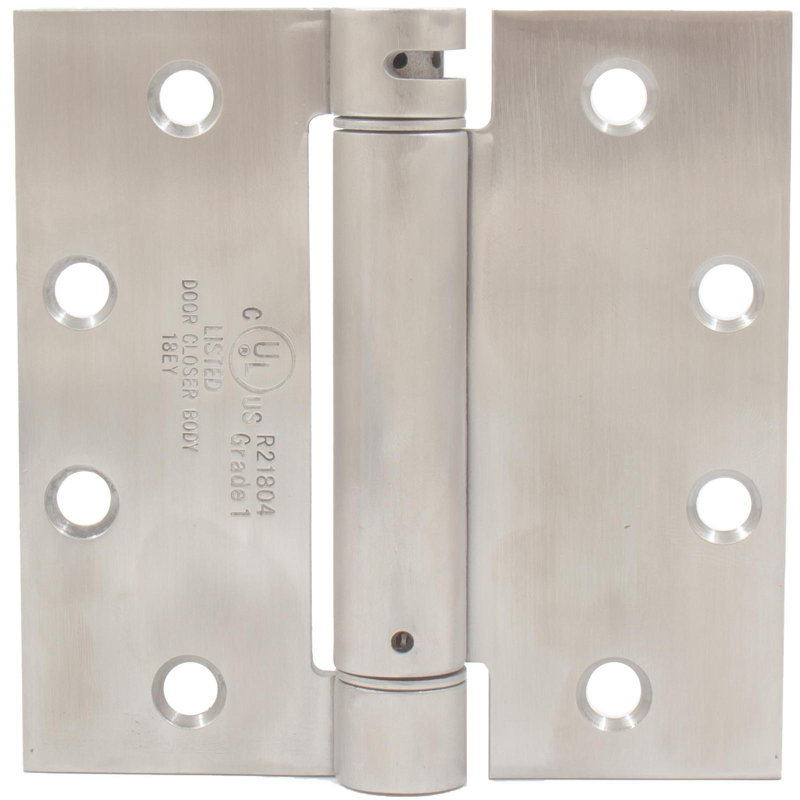 Charnière de porte simple à fermeture automatique 4,5 po x 4,5 po, Acier inoxydable satiné