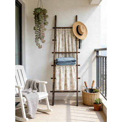 Échelle de couverture rustique avec boutons de suspension, échelle de rangement murale 5,5 pi pour courtepointes et jetés, échelle décorative en bois massif pour le salon et la chambre à coucher, assemblage facile sans outil