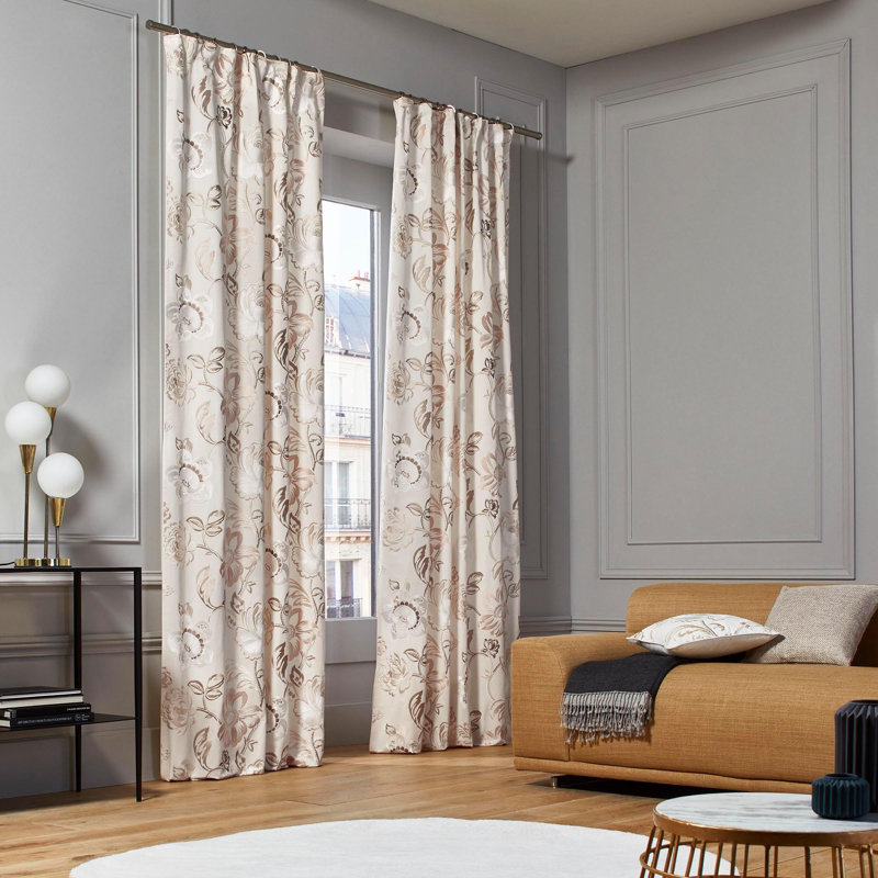 Magellan Cotton Blend Semi Sheer Single Curtain Panel, Grey, 135 W x 300 D cm