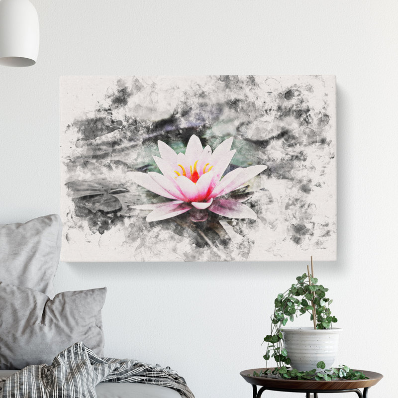 A Pale Pink Water Lily - Wrapped Canvas Print, 60cm H x 91cm W x 3cm D