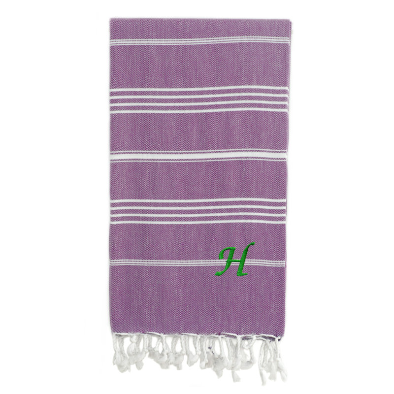 Serviette de plage 100% coton Pestemal Lucky, Crème / Blanc, H