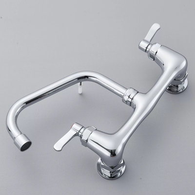 Double-Handle 2-Hole Wall-Mount Bridge Kitchen Faucet