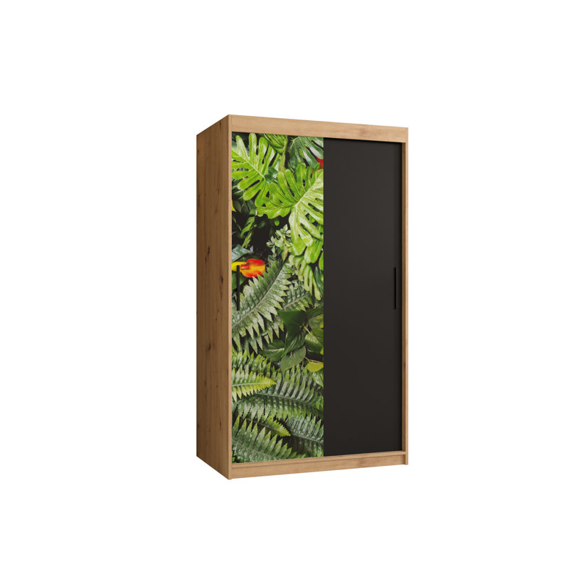 Maheen Manufactured Wood Wardrobe, Artisan oak/Black, 200cm H x 100cm W x 62cm D