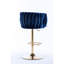 De 2 tabourets réglables en hauteur, velours bleu marine, pieds dorés, repose-pieds et base, velours mécanique 2 pièces et mécanisme
