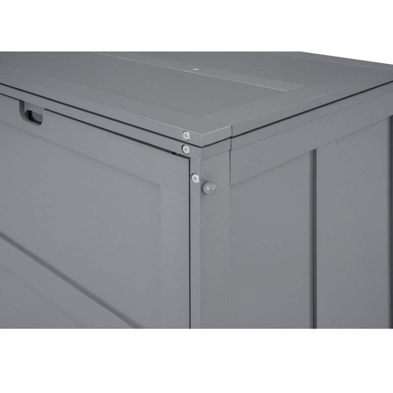 Grand lit avec bureau rotatif, gris dans la chambre à coucher, espace de travail peu encombrant,, Gris