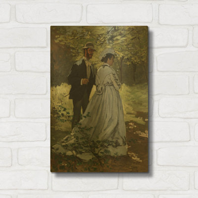 «Bazile and Camille» par Claude Monet, art mural en métal doré, 12 po x 16 po