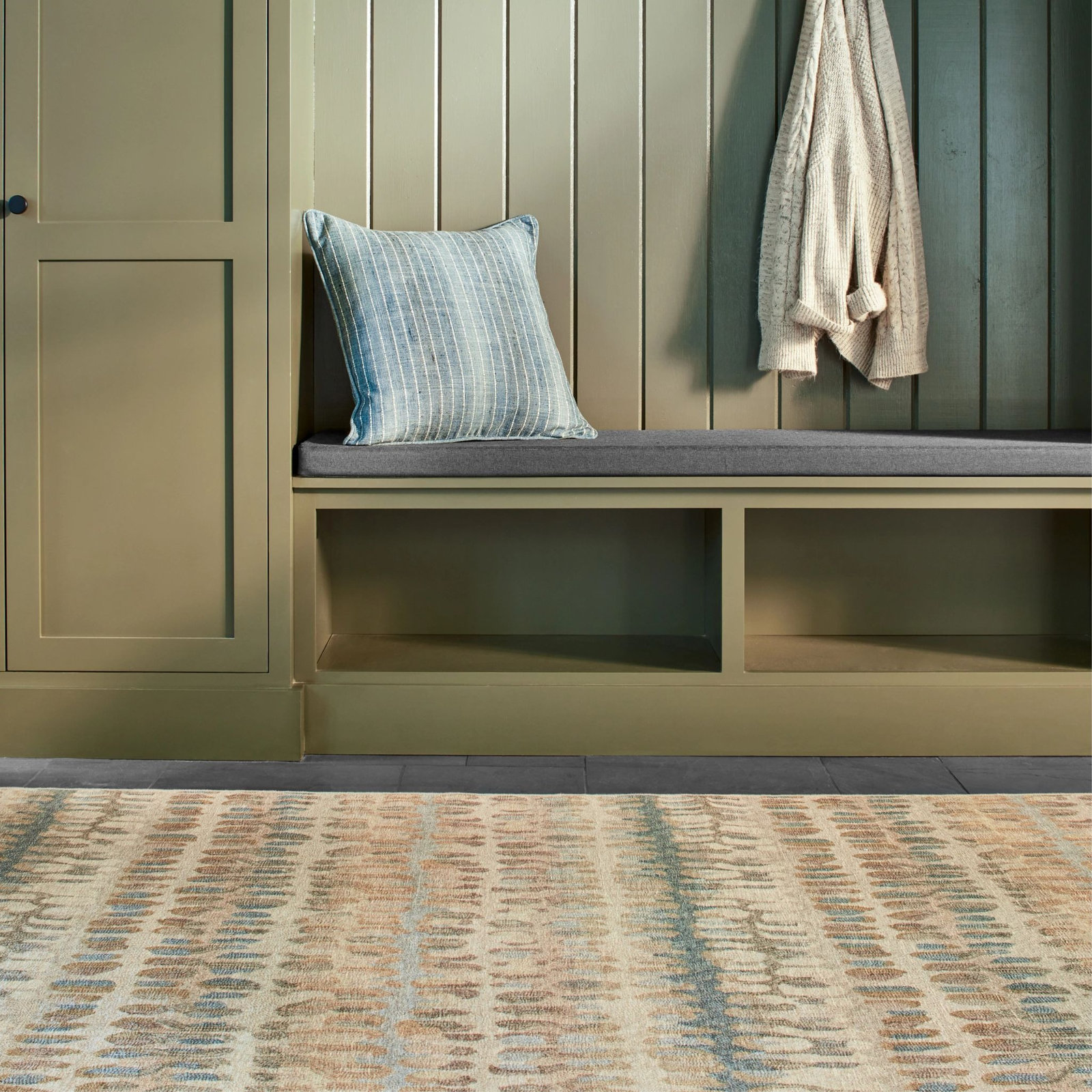 Paint Chip Natural Machine Washable Abstract Rug, Rectangle 7'6" x 9'6"
