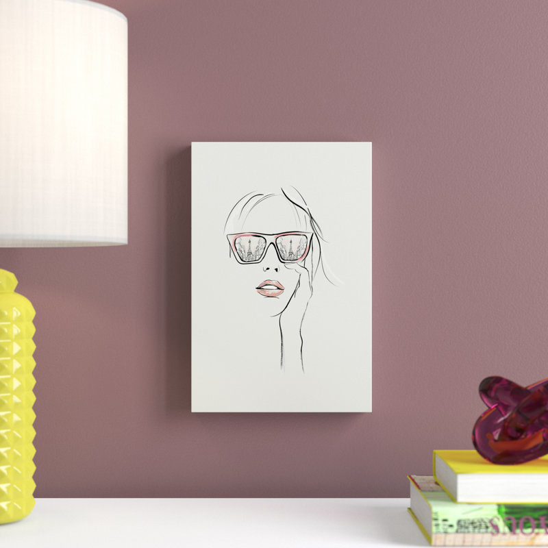 Lunettes de soleil Paris - peinture sur toile tendue, H 12 po x l 8 po