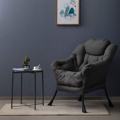 Chaise longue surdimensionnée avec accoudoirs - Chaise de lecture moelleuse pour le salon, la chambre à coucher et les petits espaces - Support ergonomique et structure en acier robuste - Assemblage facile et base antidérapante