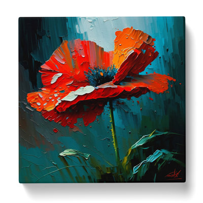 Poppy Flower Palette Knife - Wrapped Canvas