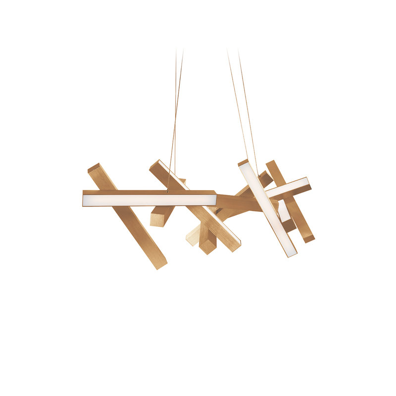 Chaos 11 - Light Unique Geometric LED Chandelier, Aged Brass