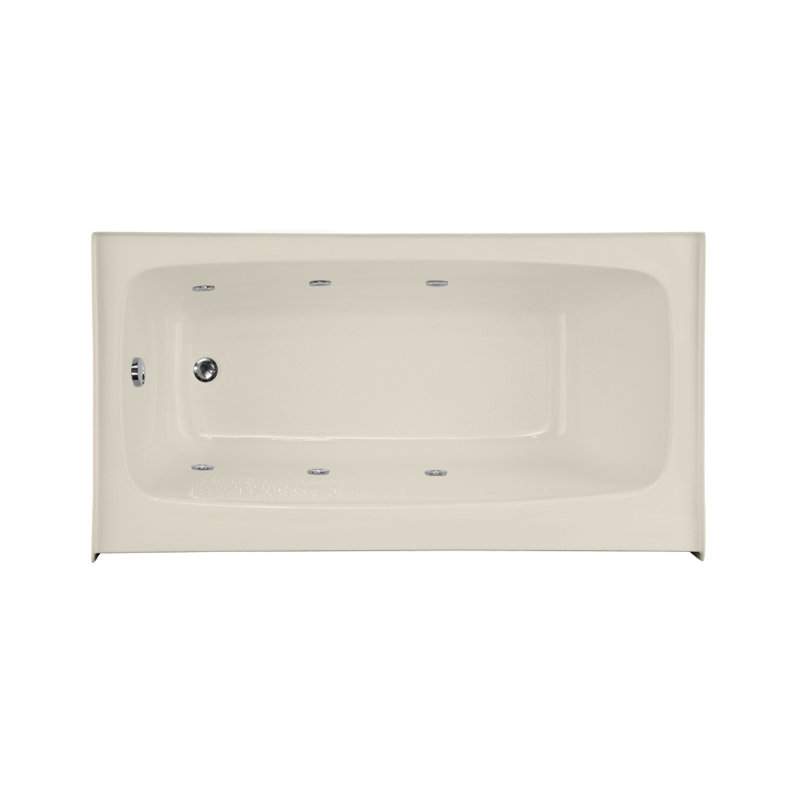 Regan 72'' x 32'' Whirlpool Acrylic Bathtub, Biscuit, 91 cm H x 61 cm W