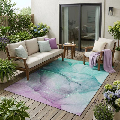 Tapis intérieur lavable abstrait antidérapant 5 pi x 8 pi vert