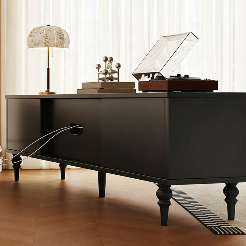 Meuble télé avec rangement Artistic Retro, 20.86" H x 70.86" W x 15.74" D, Black