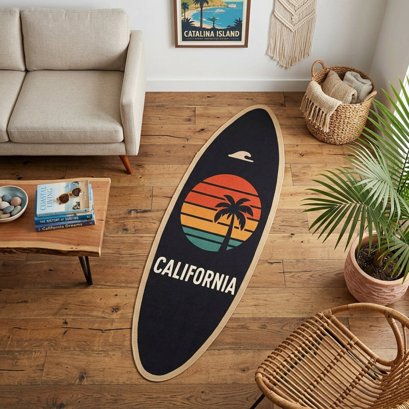 Tapis rétro 5 pi x 8 pi Sunset Surfboard