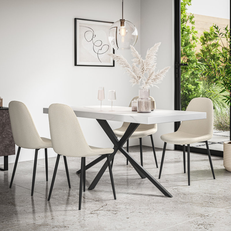 Mauch 6 - Person Dining Set, White/Black/Ivory