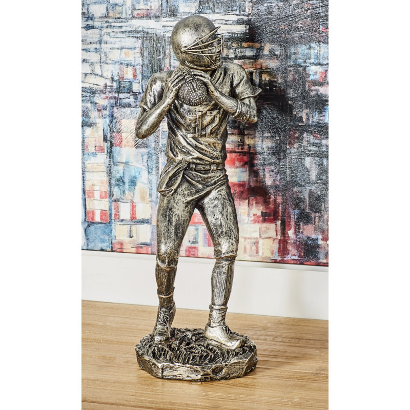 Bulger Polystone Football Player Decorative Sculpture, Silver