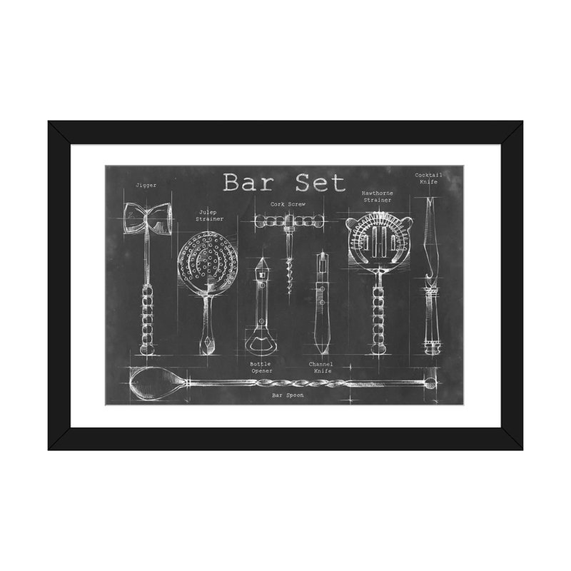 «Bar Set», estampe numérique sur toile tendue, H 16 po x l 24 po x P 1 po, Cadre noir