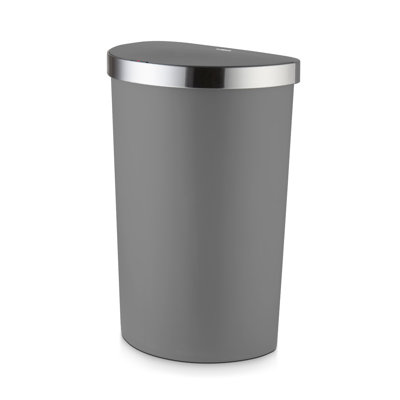 Tower Curved Sensor Bin with Bin Liner Retainer Ring, Durable PP Body, Battery Operated, 50L