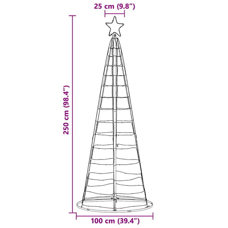  LED Christmas Tree with 390 LEDs 250 cm Iron, Warm White