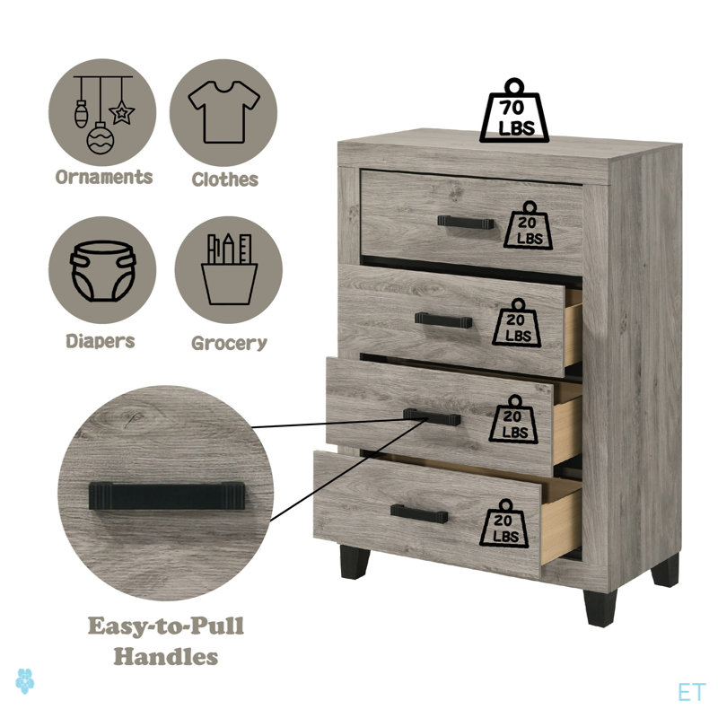 Commode à finition gris clair