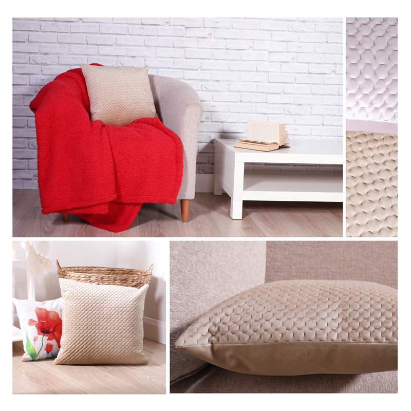 Nikolai Square Throw Pillow Cover, Beige