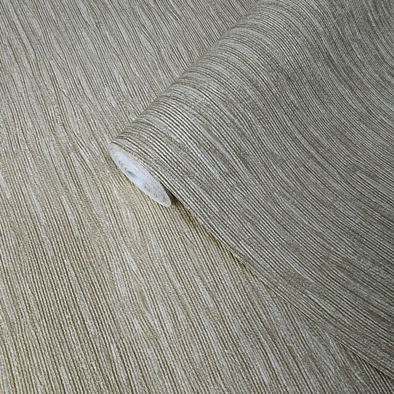 Papier peint moderne en faux tissu brun taupe
