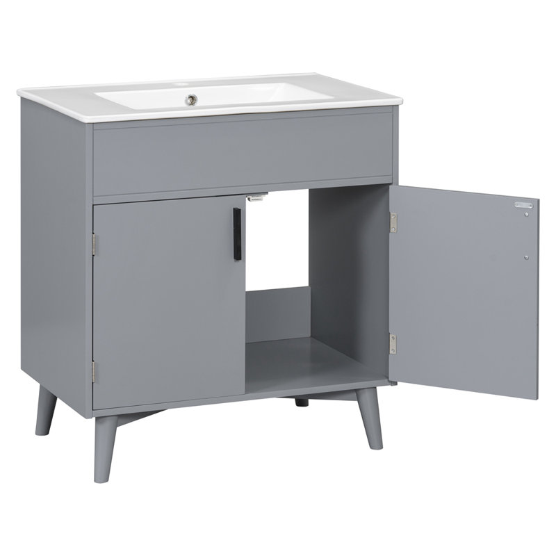 Leeani 30" Single Bathroom Vanity Set, Gris