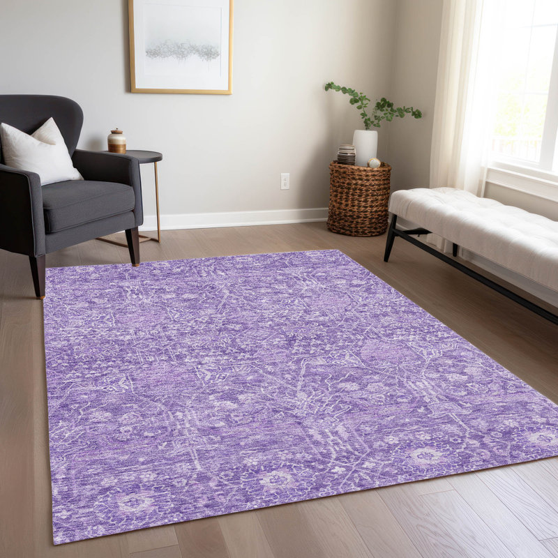 Plum Vintage Boho Machine Washable Indoor/Outdoor Rug