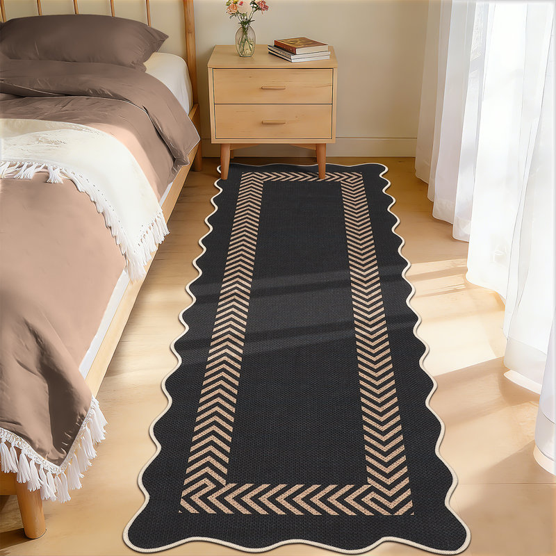 Tapis intérieur en jute pour terrasse, tapis antidérapant et antidérapant pour salle à manger, Noir