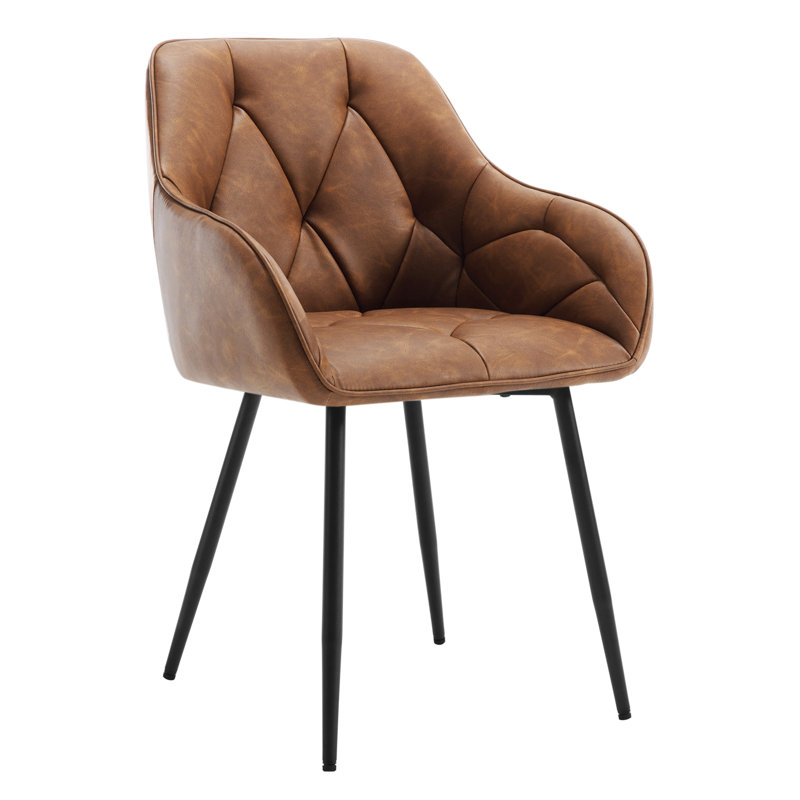 Rigney 50.5cm H Upholstered Metal Side Chair, Brown, 1