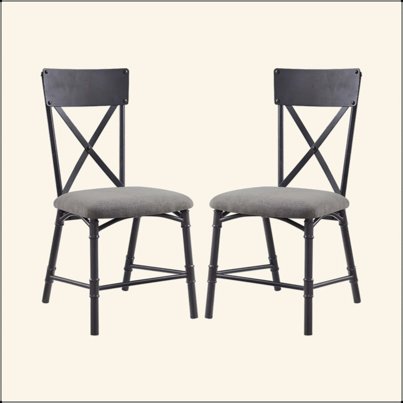 Ensemble de 2 chaises d'appoint avec coussin de siège, gris et noir sable