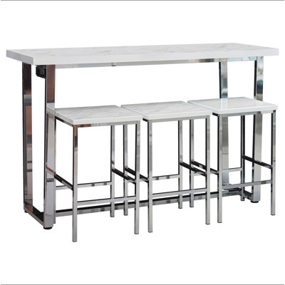 Ledesma White Marble 4-Piece Dining Set