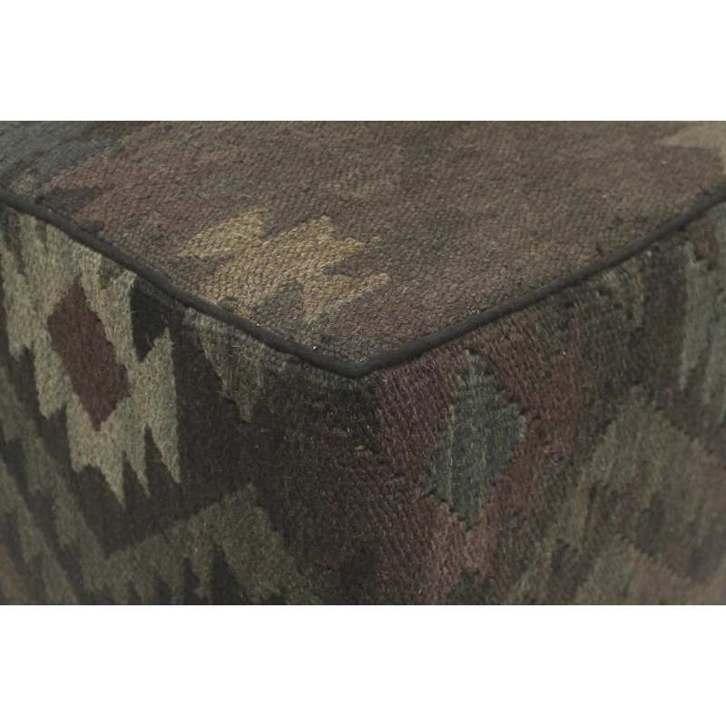 Repose-pieds standard carré de 15 po de largeur Aprea, Noir / gris / brun / laine verte