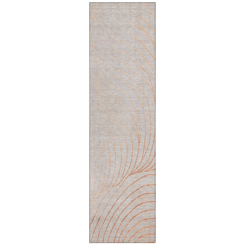 Machine Washable Indoor/Outdoor Xhevrie Copper Rug, Runner 2'3" x 7'6"