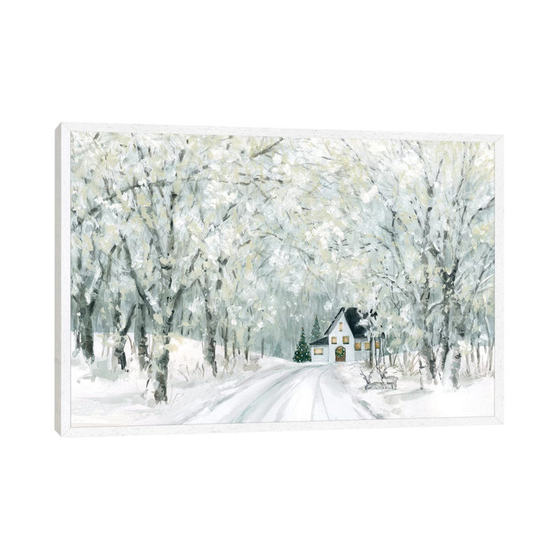 Christmas Lane by Carol Robinson - Painting on Canvas, 66.04 cm H x 45.72 cm W, White Framed Canvas