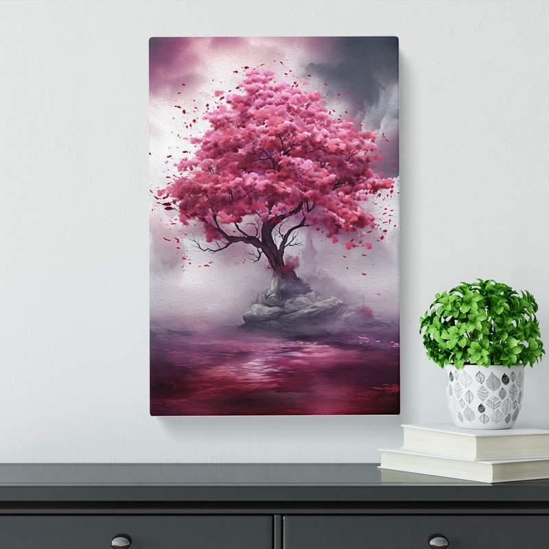 Cherry Blossom Tree Digital - Wrapped Canvas Print, 76cm H x 50cm W x 3cm D