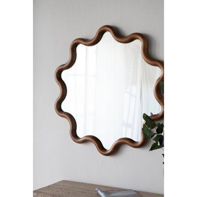 30.28" X 30.85" Decorative Mirror With Outstanding Wooden Frame, Beautifying Living Room, Bedroom, Entryway 31.2" 30" Wall Unusual Dark Brown Transforming