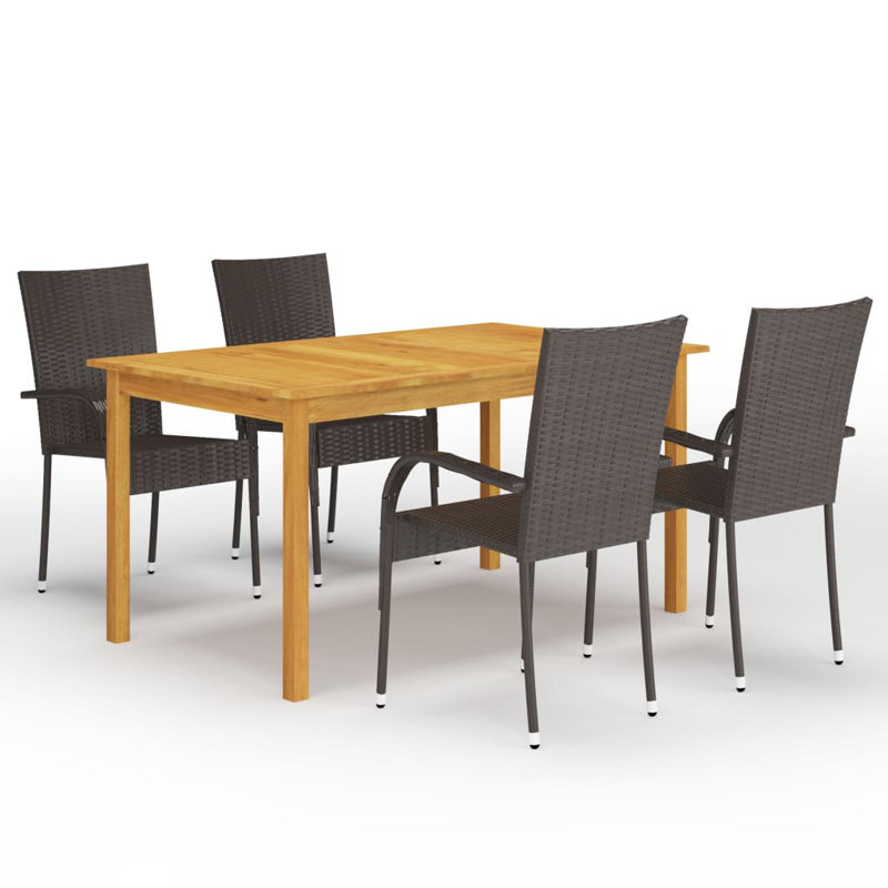 Rectangular 4 - Person Dining Set, Brown