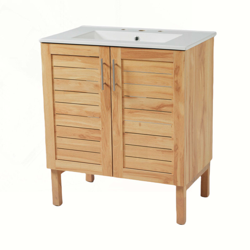 Meuble-lavabo de salle de bain avec lavabo en céramique