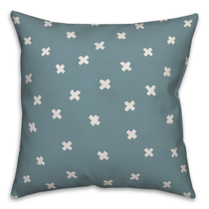 Polka Dots Reversible Throw Pillow, 20" x 20", Blue/White Geometric 2