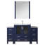 Bleu marine 54 po Meuble-lavabo simple avec armoires latérales, comptoir en céramique blanche, robinet et miroir de 28 po - comptoir à rayures, trou x P 18,25 po-1511790509-1511790510
