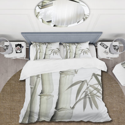Ensemble de housse de couette rétro en bambou monochrome V - microfibre polyester