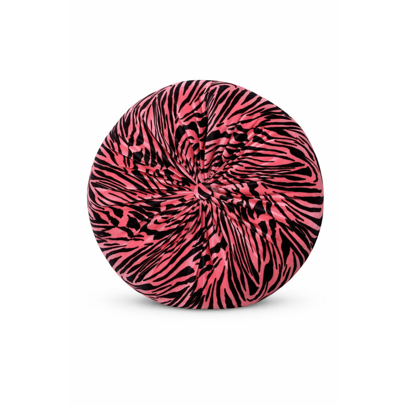 Coussin Therese, 12 po de diamètre, Zèbre rose