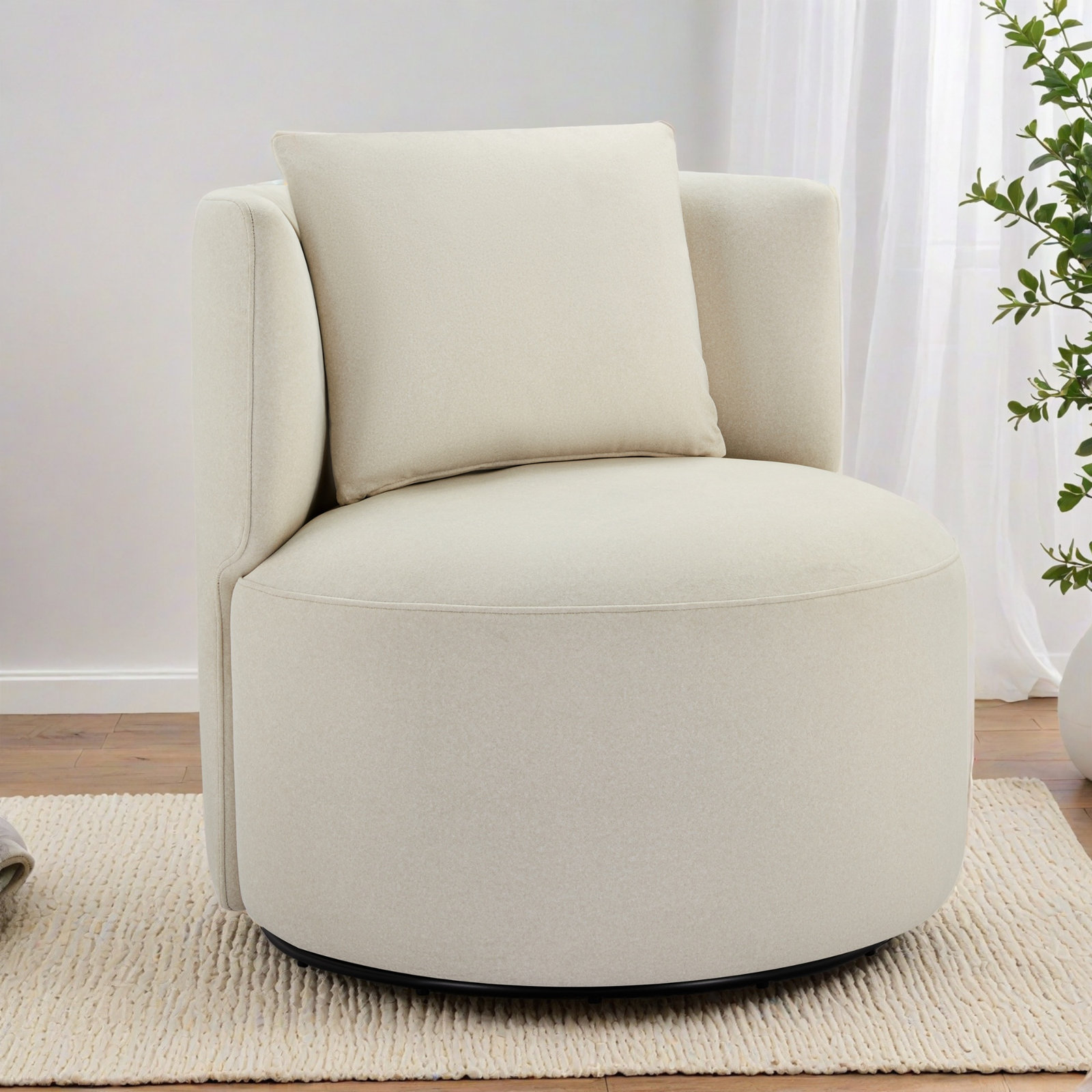 Belarus Swivel Accent Chair, Vesper Nature Velvet