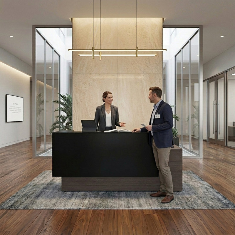 Rectangle Synthetic Laminate Reception Desk, 41.34" H x 82.68" W x 27.56" D